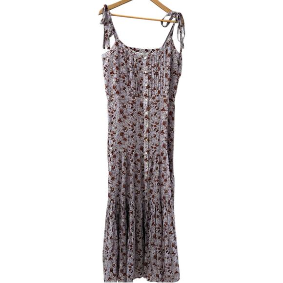 Veronica Beard‎ Windansea Floral-Print Pleated Maxi Dress Lavender Size Large - Picture 9 of 14